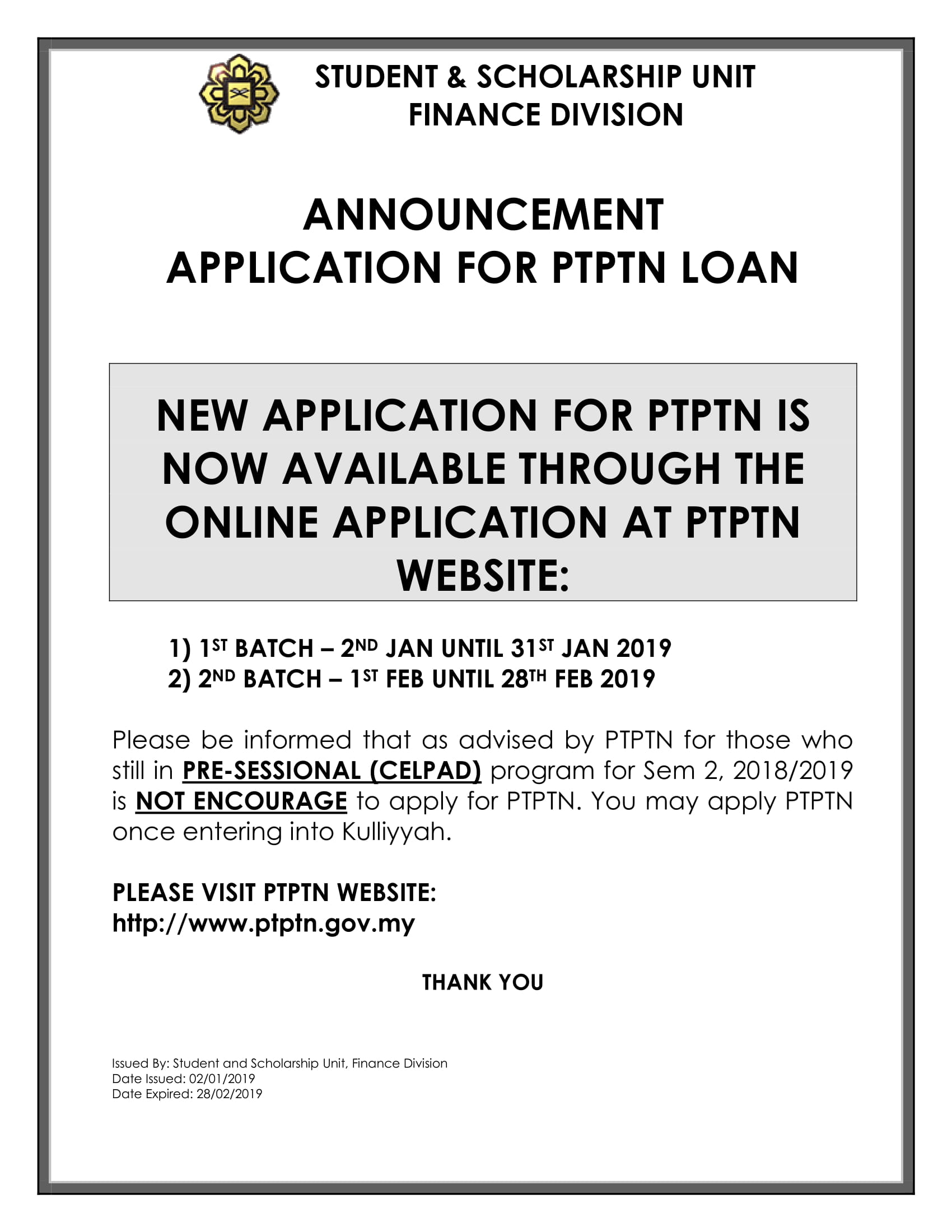 PTPTN APPLICATION JAN & FEB-1